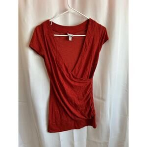 Vintage Y2K Vanity Wrap Shirt In Rust Orange Red Size Small